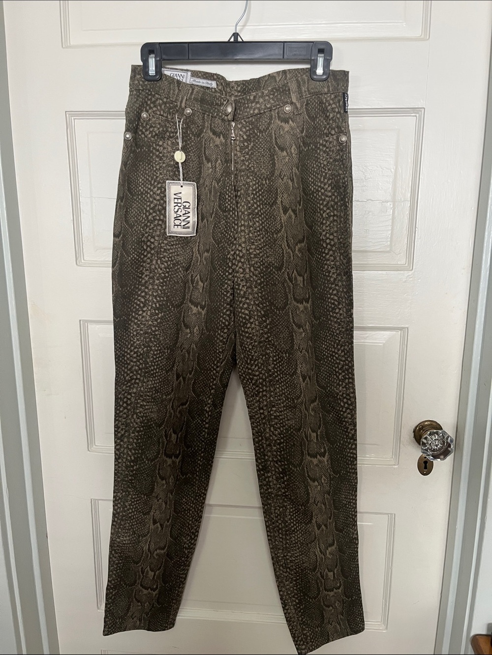Versace Brown Snake-Print Boyfriend Jeans